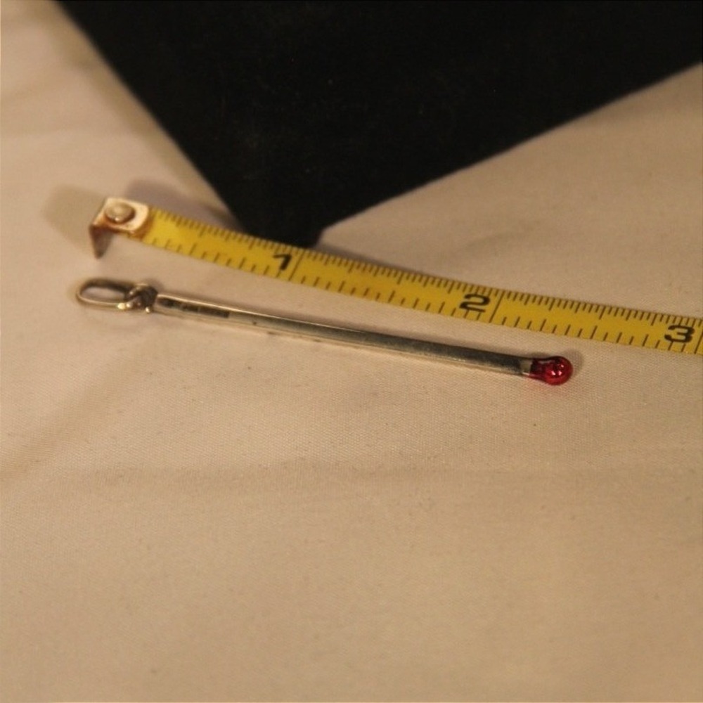 Sterling Silver Matchstick Pendant Red Enamel Tip Italy 925 Charm 2 Inch - Picture 6 of 7